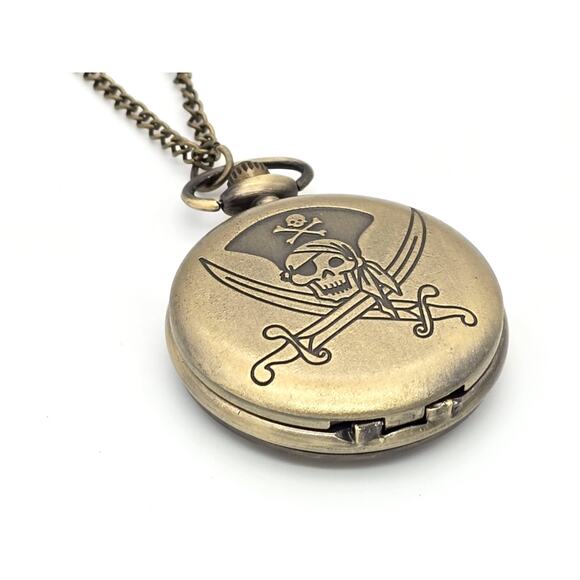 Pirate Pocket Watch – Vintage Look Nautical Skull Crossbones Buccaneers Ship - Picture 4 of 9